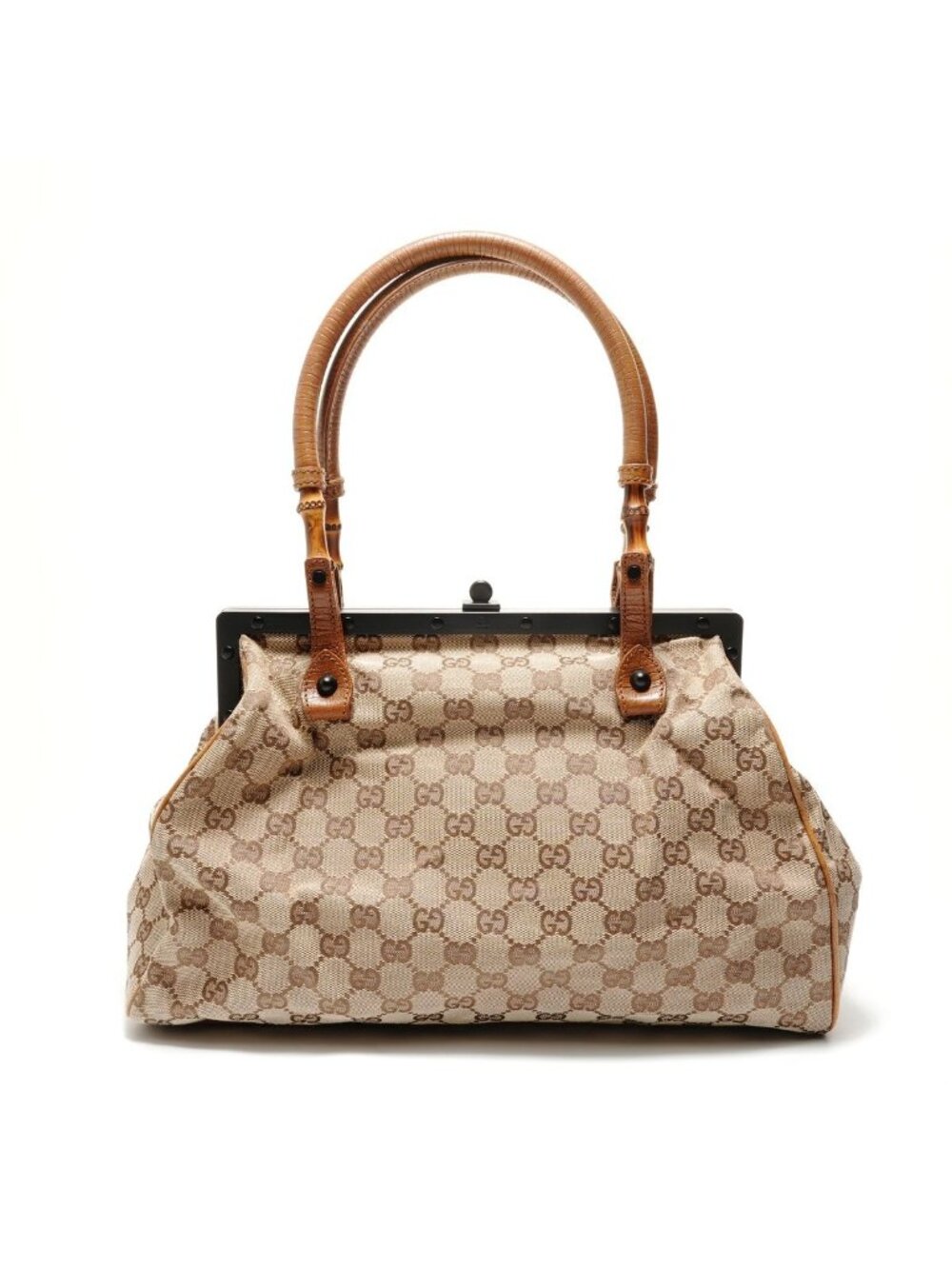 ★SOLD★ Gucci Handbag GG Canvas Bamboo Handle Pouch - Picture 2 of 10